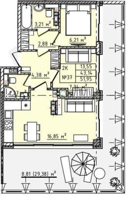 , 2-комн., Севастополь